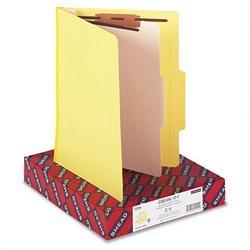 Smead Manufacturing Co. Top Tab Classification Folders, Four Sections, 1 Divider, Yellow