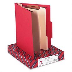 Smead Manufacturing Co. Top Tab Classification Folders, Six Sections, 2 Dividers, Red