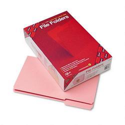 Smead Manufacturing Co. Top Tab File Folders, Double Ply Top, 1/3 Cut, Legal, Pink, 100/Box