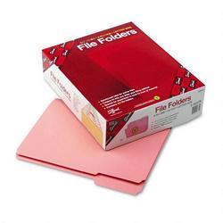 Smead Manufacturing Co. Top Tab File Folders, Double Ply Top, 1/3 Cut, Letter, Pink, 100/Box