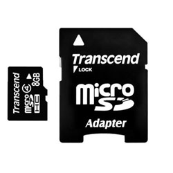 Transcend 8GB microSD High Capacity (microSDHC) Class 4 Card - 8 GB