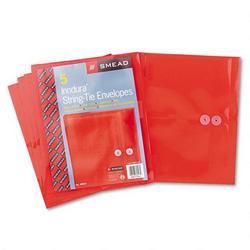 Smead Manufacturing Co. Ultracolor Expandable Poly String Tie Envelopes, Side Load, Red, 5/Pack