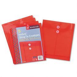 Smead Manufacturing Co. Ultracolor Expandable Poly String Tie Envelopes, Top Load, Red, 5/Pack