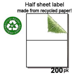 Bastens White 100% Process Chlorine Free Waste Recycled half sheet blank shipping label laser/inkjet printab