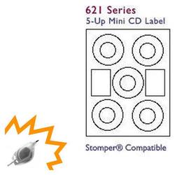 Bastens White Mini CD / DVD Stomper compatible Label Sheet Laser/Inkjet Printable (Ace 62100-C)