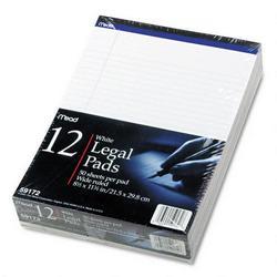 Mead Products Wide Ruled Legal Pads, 8 1/2 x 11 3/4, White, 50 Sheets/Pad, 12/Pack