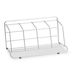 Fellowes Wire Catalog Rack, 4 Compartment, Silver Finish