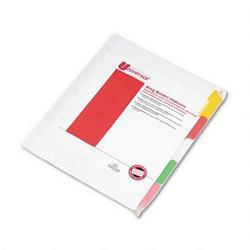 Universal Office Products Write On/Erasable Tab Indexes, White with 5 Multicolor Tabs/Set, 1 Set
