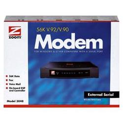 ZOOM TELEPHONICS Zoom 3048 V.92 External Modem - Serial - 1 x RJ-11 Phoneline - 56 Kbps