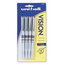Faber Castell/Sanford Ink Company uni ball® VISION™ Roller Ball Pen, Fine Point, 0.7mm, 4 Color Pack