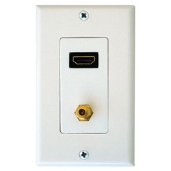 Petra PETRA PET0493 Single HDMI/ F Coaxial Connector Wall Plate (White)