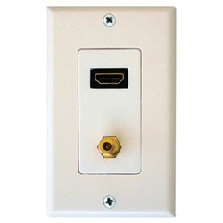 Petra PETRA PET0495 Single HDMI/ F Coaxial Connector Wall Plate (Almond)