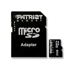 Patriot 2GB micro SD Secure Digital Card w/ Full Size SD adapter