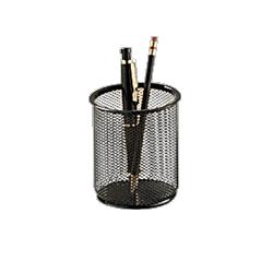 Eldon Office Products Pencil Holder, Round, Mesh, 3-7/12 x3-7/12 x4-2/11 , Black (ELD62556)