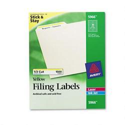 Avery-Dennison Permanent Printer Filing Labels, 1/3 Cut, 1500/BX,Yellow (AVE05966)