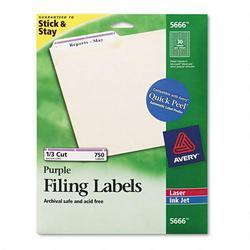 Avery-Dennison Permanent Printer Filing Labels, 1/3 Cut, 750/BX, Purple (AVE05666)