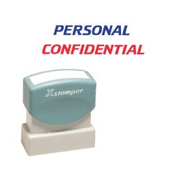 Shachihata Inc. U.S.A. Personal/Confidential Ink Stamp, 1/2 x1-5/8 , Blue/Red Ink (SHA2029)