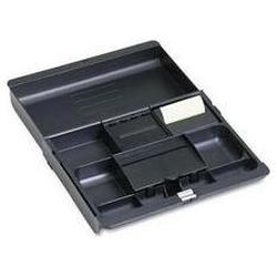 3M Plastic Desk Drawer Organizer Tray with 4 Post-It Dispensers, Adjustable, Black (MMMC71)