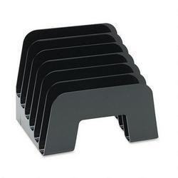 Universal Office Products Plastic Step File, 6 Tiers, Black (UNV53172)