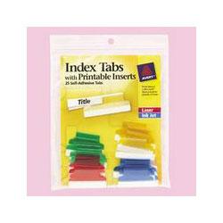 Avery-Dennison Plastic Tabs with Laser/Inkjet Printable Inserts, 1-1/2 , Assorted (AVE16228)