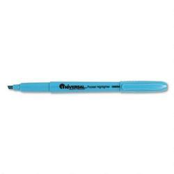 Universal Office Products Pocket Highlighter, Chisel Tip, Pocket Clip, Fluorescent Blue (UNV08854)
