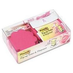 3M Pop-Up Note Value Pack for Breast Cancer Awareness, with Dispenser, Pads, Pen (MMMPRO330BCA)