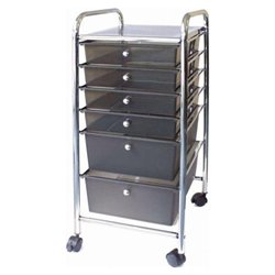 Advantus Corporation Portable Six-Drawer Organizer, Chrome Metal Frame/Drawer Pulls, Smoke Drawers (AVT34005)