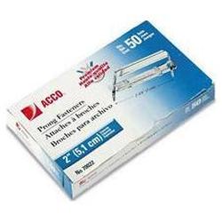 Acco Brands Inc. Premium 2-Piece Paper Fasteners, 2-3/4 Center to Ctr, 2 Capacity, 50/Box (ACC70022)