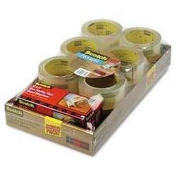 3M Premium Performance Super Clear Packaging Tape & Dispenser, 48mm x 50m, 12 Rolls (MMMBP6)