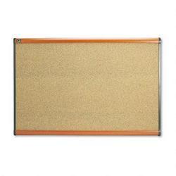 Quartet Manufacturing. Co. Prestige® Colored Cork Bulletin Board, 36 x 24, Graphite Cork/Light Cherry Frame (QRTB243LC)