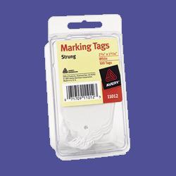 Avery-Dennison Price Tags, White, Strung, Convenience Pack of 100, 2-3/4 x 1-11/16 (AVE11012)