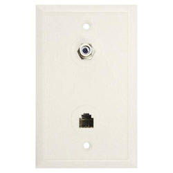 Eagle Aspen Pro Brand 2 Socket Coax/Phone Faceplate - F81 Coaxial, RJ-11 - White