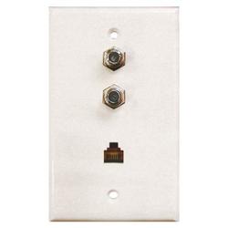 Eagle Aspen Pro Brand 3 Socket Coax/Phone Faceplate - F81 Coaxial, RJ-11 - White