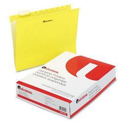 Universal Office Products Recycled Bright Color Hanging File Folders, Letter Size, 1/5 Cut, Yellow, 25/Box (UNV14119)