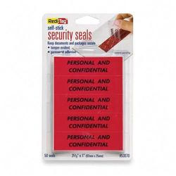 Redi-Tag/B. Thomas Enterprises Redi-Tag Self Stick Security Seal - 1 Width x 3.62 Length - Permanent - 50 / Pack - Red