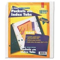 Cardinal Brands Inc. Ring Binder Insertable Tab Poly Double Pocket Dividers, Letter Size, Clear, 5/Pack (CRD84010)