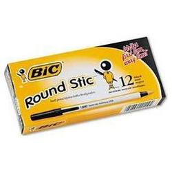 Bic Corporation Round Stic® Ballpoint Pen, Medium Point, 1.0mm, Black Ink, Dozen (BICGSM11BK)