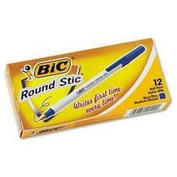 Bic Corporation Round Stic® Ballpoint Pen, Medium Point, 1.0mm, Blue Ink, Dozen (BICGSM11BE)