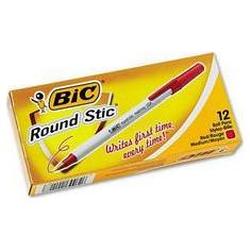 Bic Corporation Round Stic® Ballpoint Pen, Medium Point, 1.0mm, Red Ink, Dozen (BICGSM11RD)