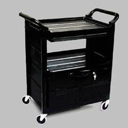 RubberMaid Rubbermaid 345700BLA Utility cart with Locking Doors, Polypropylene, 33-5/8wx18-5/8dx37-3/4h, Black