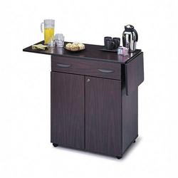 Safco Products Safco Hospitality Service Cart - 1 Shelf - 4 - Laminate - 32.5 x 20.5 x 39 - Mahogany Black