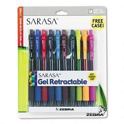 Zebra Pen Corp. Sarasa® Gel Retractable Roller Ball Pen, Ten-Pen Assortment, Medium Point (ZEB46881)