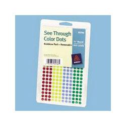Avery-Dennison See Through Removable Color Dots, 1/4 Dia., Assorted Colors, 860/Pack (AVE05796)