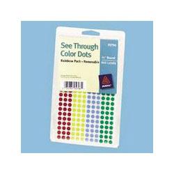 Avery-Dennison See Through Removable Color Dots, 3/4 Dia., Assorted Colors, 1000/Pack (AVE05473)