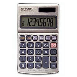 SHARP ELECTRONICS Sharp EL326SB 8 Digit Twin Power Metal Calculator - 8 Character(s) - LCD - Solar, Battery Powered - 4.53 x 2.71 x 0.25