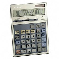 SHARP ELECTRONICS Sharp Executive Desktop Calculator - 12 Character(s) - LCD - Solar, Battery Powered - 7.65 x 5.59 x 0.87