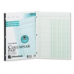 Wilson Jones/Acco Brands Inc. Side-Punched Columnar Pad, 11 x 8-1/2, Four 8-Unit Columns, Both Sides Alike (WLJG7204A)