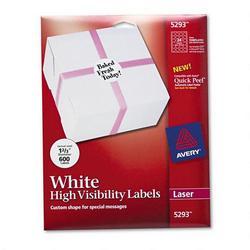 Avery-Dennison Small Round Laser Labels, 1-5/8 Diameter, 600/Pack, White (AVE05293)