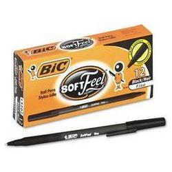 Bic Corporation Soft Feel® Stick Ball Pen, Fine Point, Black Barrel, Black Ink (BICSGSF11BK)