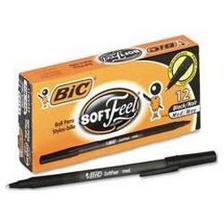 Bic Corporation Soft Feel® Stick Ball Pen, Medium Point, Black Barrel, Black Ink (BICSGSM11BK)